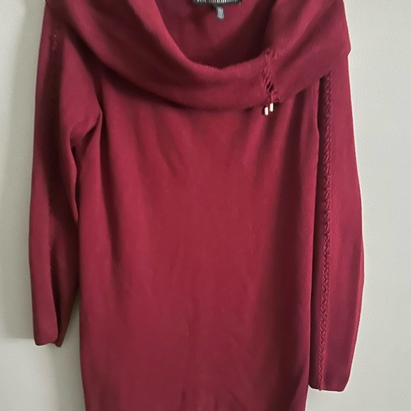 White House Black Market Maroon Thick Cowl Neck Long Sleeve Pullover Sweater L - Picture 2 of 10